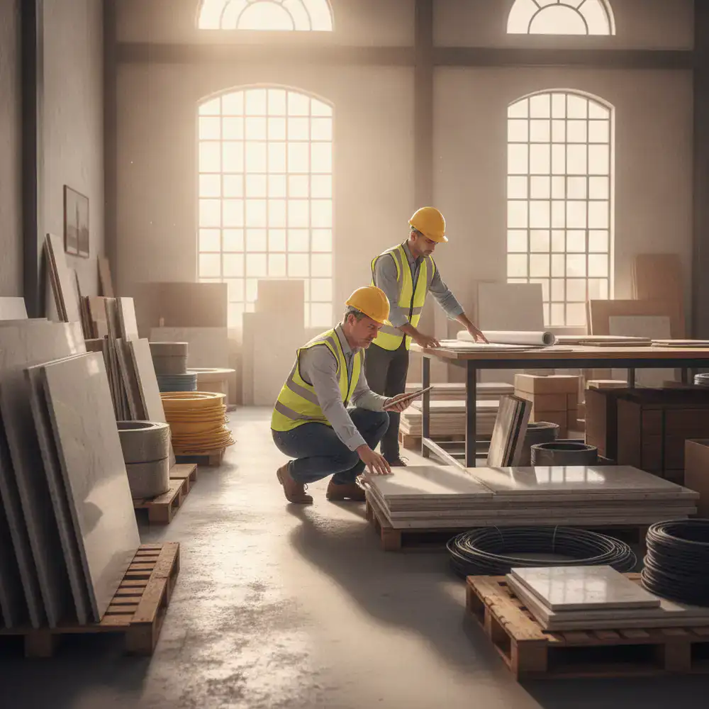 Contractor inspecting high-quality renovation materials in Dhaka