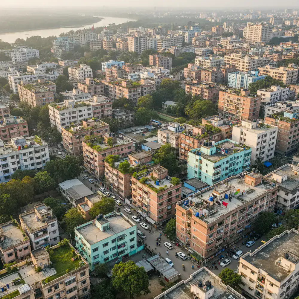 Overview of residential neighborhoods in Dhaka