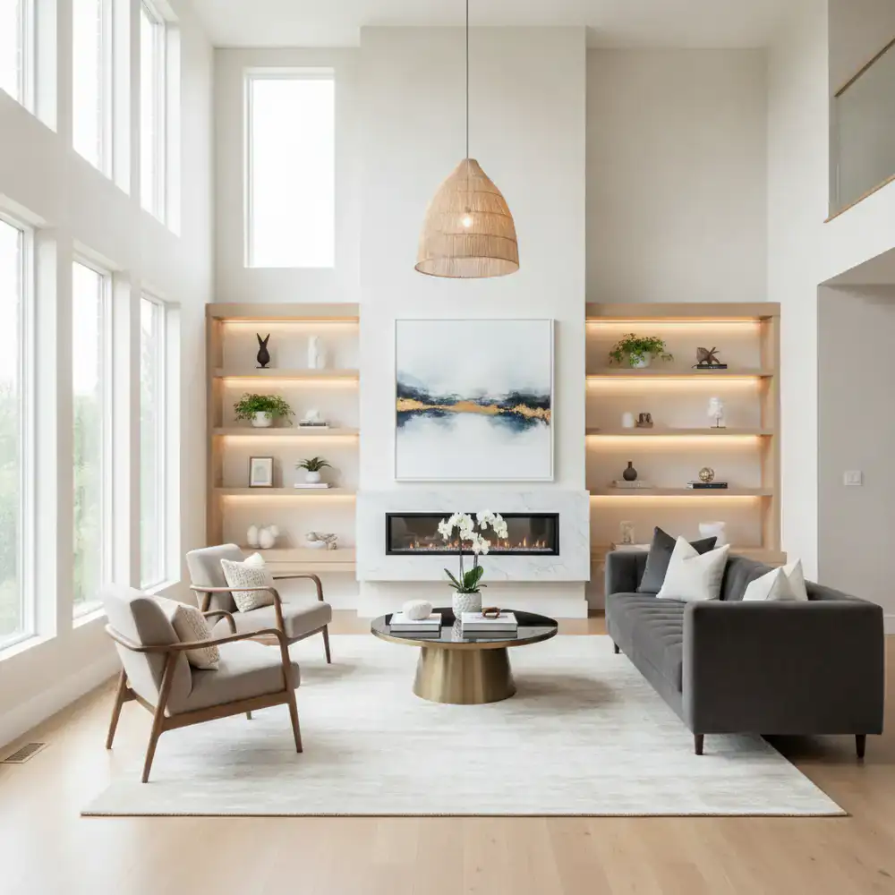 Beautifully renovated living room interior showing modern finishing by Woxandri HomeWorks