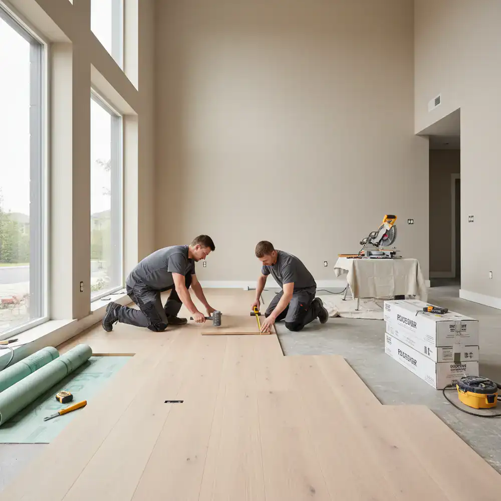 Modern floor installation process in a residential property