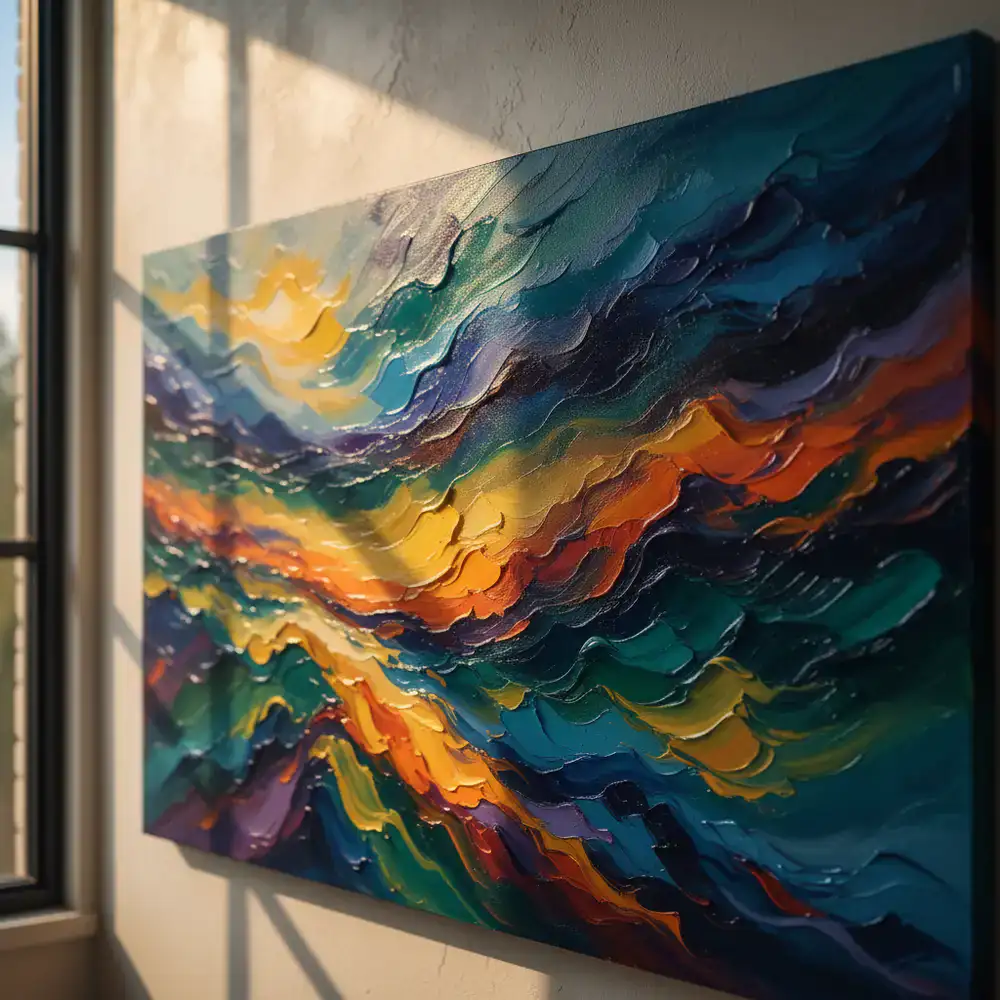 Detailed view of interior wall painting using premium colors