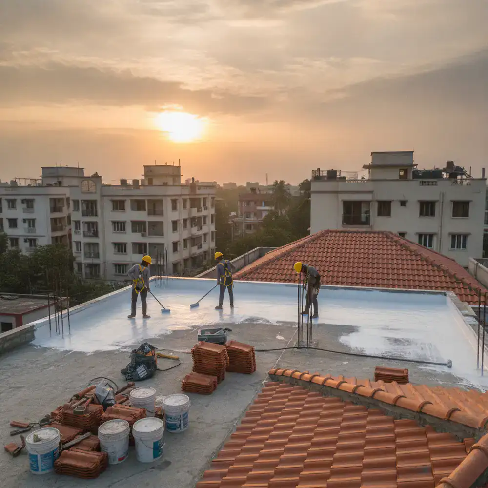 Professional roof repair and waterproofing on a Dhaka residence
