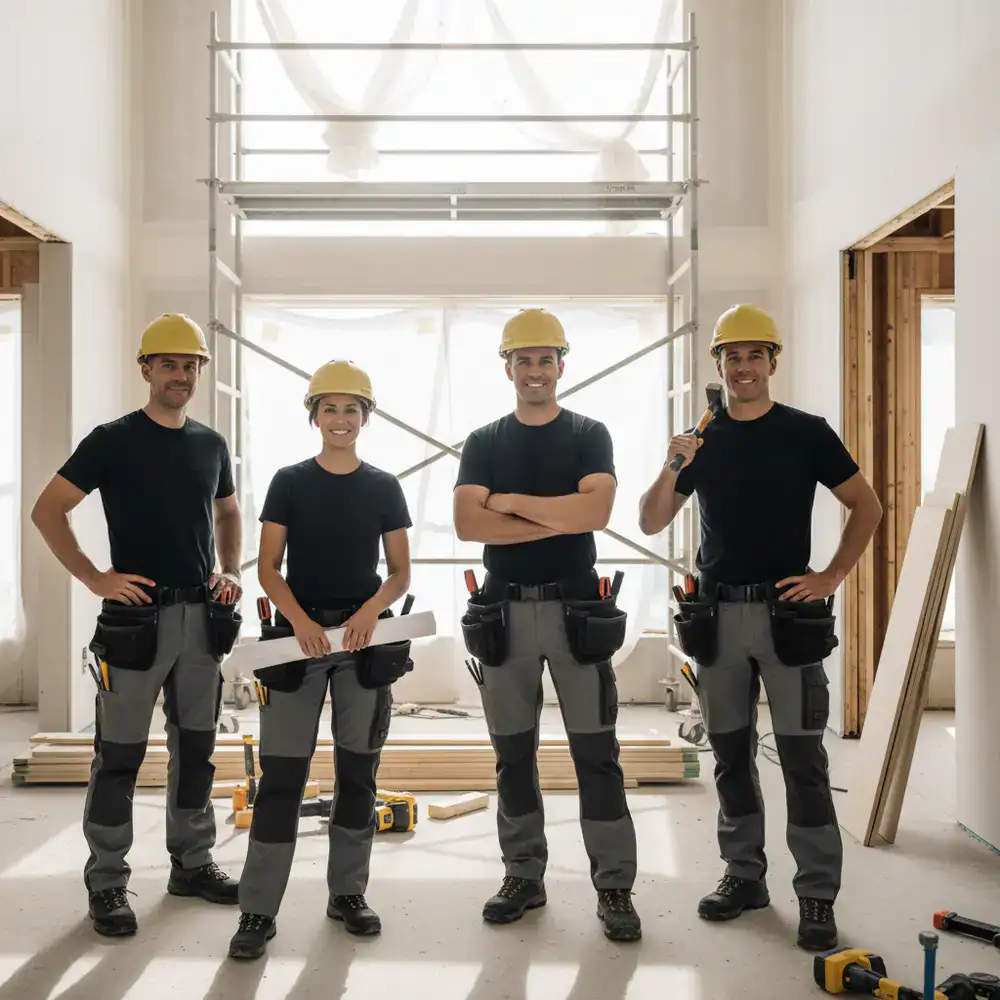 Woxandri HomeWorks experienced renovation team standing confidently on site